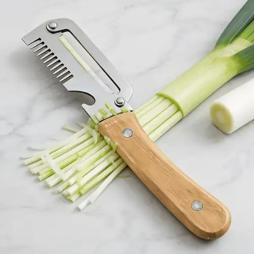 3-in-1 Stainless Steel Peeler Knife – Fruit & Vegetable Slicer with Wooden Handle & Bottle Opener